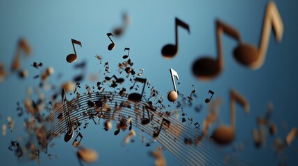 Leinwandbilder - Floating musical notes and staff abstract concept digital art creative environment vibrant viewpoint music inspiration