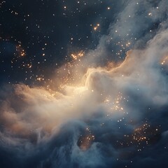 Poster - vibrant cosmic cloud with glowing stars illuminated against the deep dark backdrop of the universe a