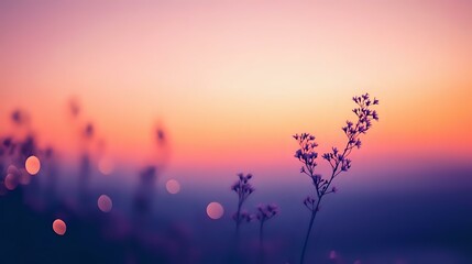 Wall Mural - abstract evening sky background with fading orange, purple twilight shades and twinkling stars creat