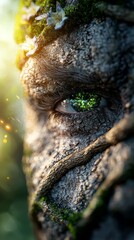 Wall Mural -  a close up of a person's face with a tree in the background