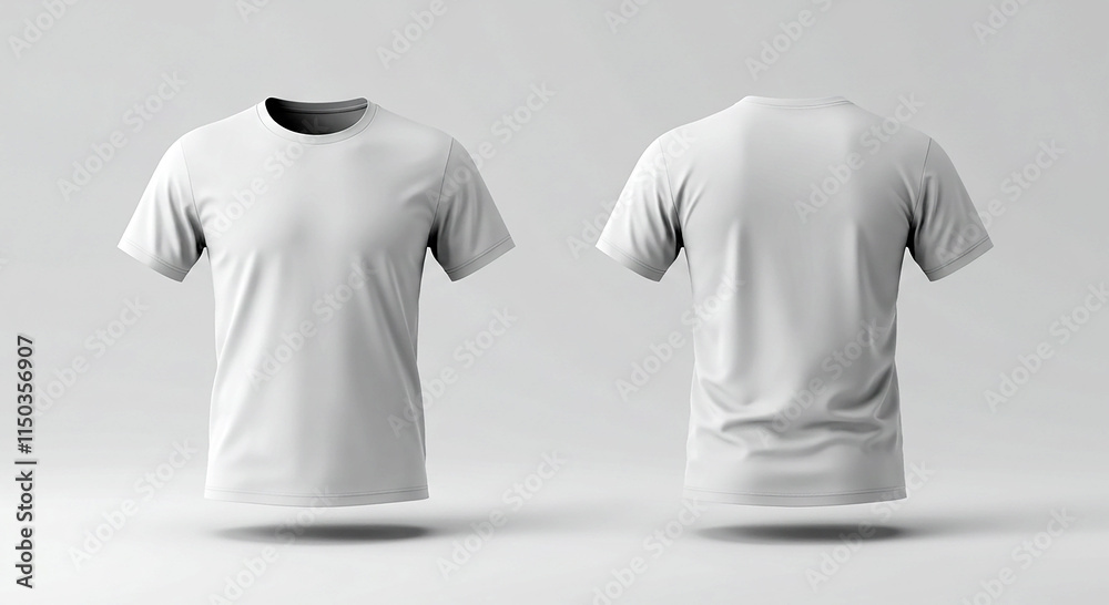Blank White T Shirt Mockup Front and Back Views Apparel Design Template ...