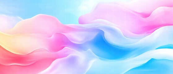 Wall Mural - Colorful abstract waves blending pink and blue tones, creating a serene and dreamy atmosphere.