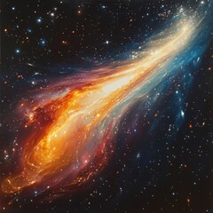 Poster - Cosmic Phenomena Display Vibrant Colors in a Swirling Galaxy Against the Vast Backdrop of Space During a Starlit Night