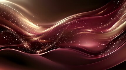 Wall Mural - An elegant abstract background with rich burgundy hues, soft champagne sparkles and subtle flowing patterns with a luminous bokeh effect
