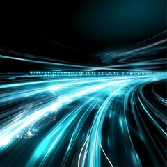 Aufkleber - Vivid Blue Light Trails Create a Dynamic Sense of Motion Across a Dark Background in an Abstract Digital Design