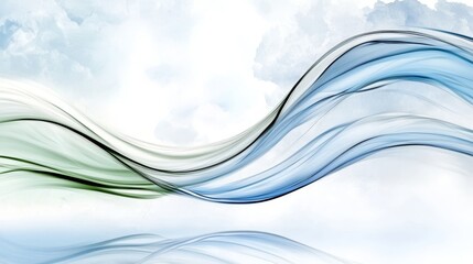 Wall Mural - A blue and green abstract background with clouds in the sky