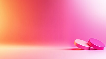 Leinwandbilder - Soft Pink and Orange Gradient Background with Round Discs