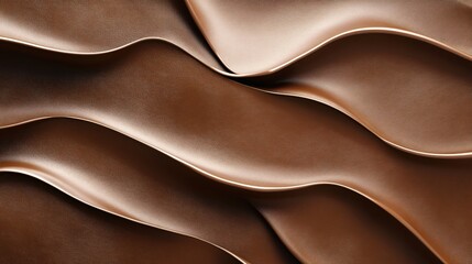 Poster - Smooth and Flowing Dark Brown Leather Texture with Elegant Curves and Waves