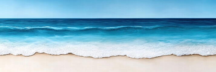 Wall Mural - Tranquil ocean view with gentle waves lapping on sandy beach.