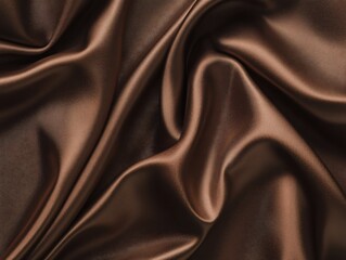 Poster - Soft and Luxurious Brown Satin Fabric with Gentle Draping and Elegant Texture