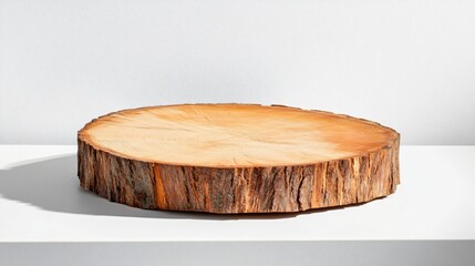 Aufkleber - Natural Wooden Slice on White Background for Rustic Decor Use