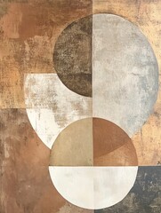 Poster - Abstract Composition of Geometric Shapes in Earthy Tones and Textured Background