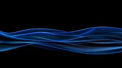 Poster - fluid blue waves undulating gracefully against a dark backdrop, creating an ethereal visual experien