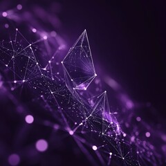 Fototapete - Intricate Purple Geometric Network With Triangular Shapes and Glowing Particles Creating a Mesmerizing Visual Experience