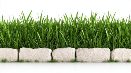 Wall Mural - a photostock of bright sunlit fields of fresh green grass, isolated on a clean white background, nat