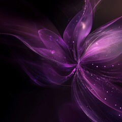 Poster - Colorful Abstract Fractal Art in Purple Hues With Swirling Patterns and Luminous Effects, Showcasing a Mystical Floral Design on a Dark Background