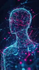 Poster - Representation of Digital Human Form With Interconnected Networks and Vibrant Colors Illustrating Technology and Data in a Futuristic Setting