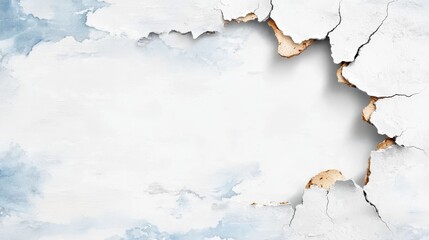 Wall Mural - A white and blue background with peeling paint on it