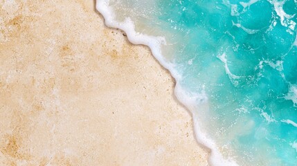 Poster - A view of a beach with a wave coming in to the shore