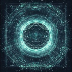 Poster - Digital Graphic Depicting a Futuristic Circular Design With Intricate Lines and Glowing Patterns, Creating a Mesmerizing Visual Effect