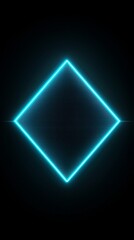 Poster - Glowing Blue Neon Diamond Shape on a Dark Background Highlighting Modern Digital Aesthetics and Design