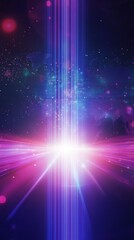 Poster - Vibrant Light Beams Create a Cosmic Atmosphere Filled With Colorful Energy and Starry Elements in a Futuristic Setting