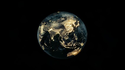 Poster - Night View of Earth Highlighting City Lights and Geographical Features Across Asia and Australia From Space