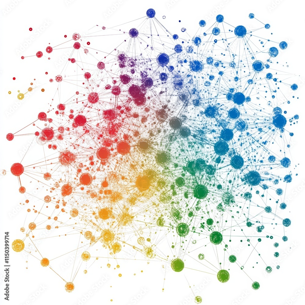 Abstract Colorful Connection Colorful Abstract Network Visualization Demonstrating Connections ...