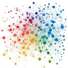 Aufkleber - Colorful Abstract Network Visualization Demonstrating Connections Between Data Points Across Various Categories and Themes in a Vibrant Style