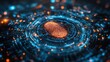 © Sang - Fingerprint pattern and information for big data in software. Capture with futuristic technology. Biometric electronic identify and science for security. Access with process and visual