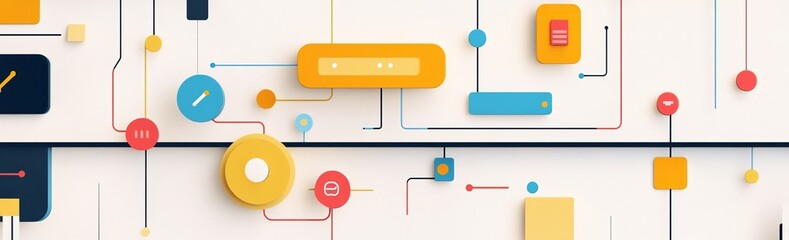 Poster - Colorful Abstract Design Featuring Geometric Shapes and Lines, Showcasing Modern Art Elements and Vibrant Colors