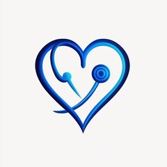 Wall Mural - Abstract Blue Heart Design with Swirling Lines