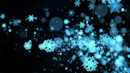 Wall Mural - Two Blue and White Snowflake flow Looped Background V05