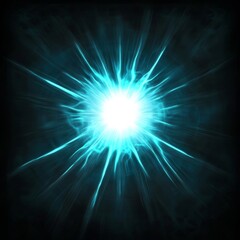 Poster - Bright Blue Energy Burst Radiating From the Center Against a Dark Background With Glowing Rays Extending Outward in Vibrant Patterns