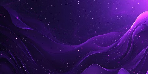 Poster - Dynamic Purple Waves and Stardust Create a Mesmerizing Cosmic Ambiance in a Celestial-Themed Background