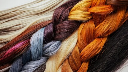 Poster - Artistic hair braid creation studio photography colorful textures close-up unique styles and patterns