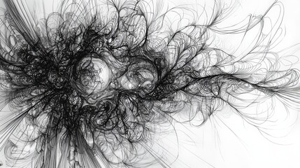 Aufkleber - Conceptual design intricate dark ink mark in minimalist style - abstract digital creation from top-down view
