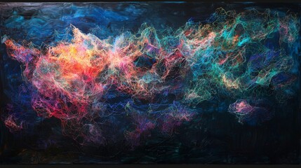 Fototapete - Neural network art installation abstract gallery digital artwork modern environment wide-angle view innovation