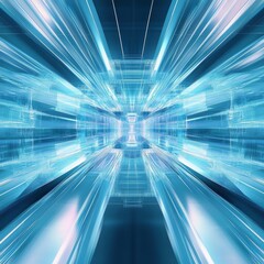 Aufkleber - Bright Blue Abstract Light Beams Creating a Futuristic Tunnel Effect With a Sense of Speed and Motion