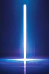 Poster - Bright Vertical Beam of Light Illuminating a Dark Space, Creating an Ethereal Atmosphere in an Artistic Installation