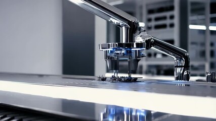 Aufkleber - Advanced Robotic Arm in Action for Precision Engineering Tasks in a Modern Industrial Setting with High-Tech Equipment and Clean Design Elements