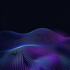 Aufkleber - Vibrant Abstract Waves Create a Mesmerizing Visual Experience With Glowing Lines in Shades of Purple and Blue Against a Dark Background