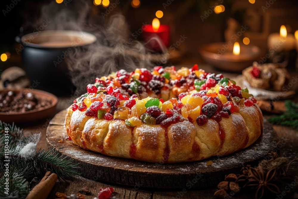 vibrant and festive scene depicting a traditional Mexican Rosca de ...