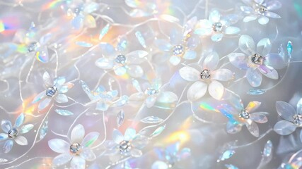 Aufkleber - Dazzling Floral Patterns Shine in Delicate Fabric Creation at a Vibrant Artisan Workshop