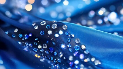 Poster - Sparkling Blue Fabric Adorned With Shimmering Crystals Captivates the Eye