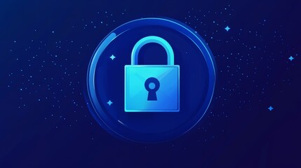 Aufkleber - Secure Lock Icon on a Deep Blue Background With Stars, Symbolizing Digital Security and Safety in Cyberspace, Ideal for Tech-Related Content