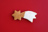 Gingerbread comet on a red background