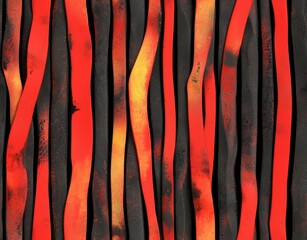 Poster - minimal photostock of a abstract red black background with ripples and vertical stripes , isolated o