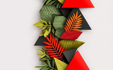 Poster - minimal photostock of a abstract triangle red white and black background , isolated on white backgro
