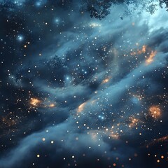 Poster - vibrant cosmic landscape with swirling galaxies and twinkling stars captured amidst a dark, expansiv